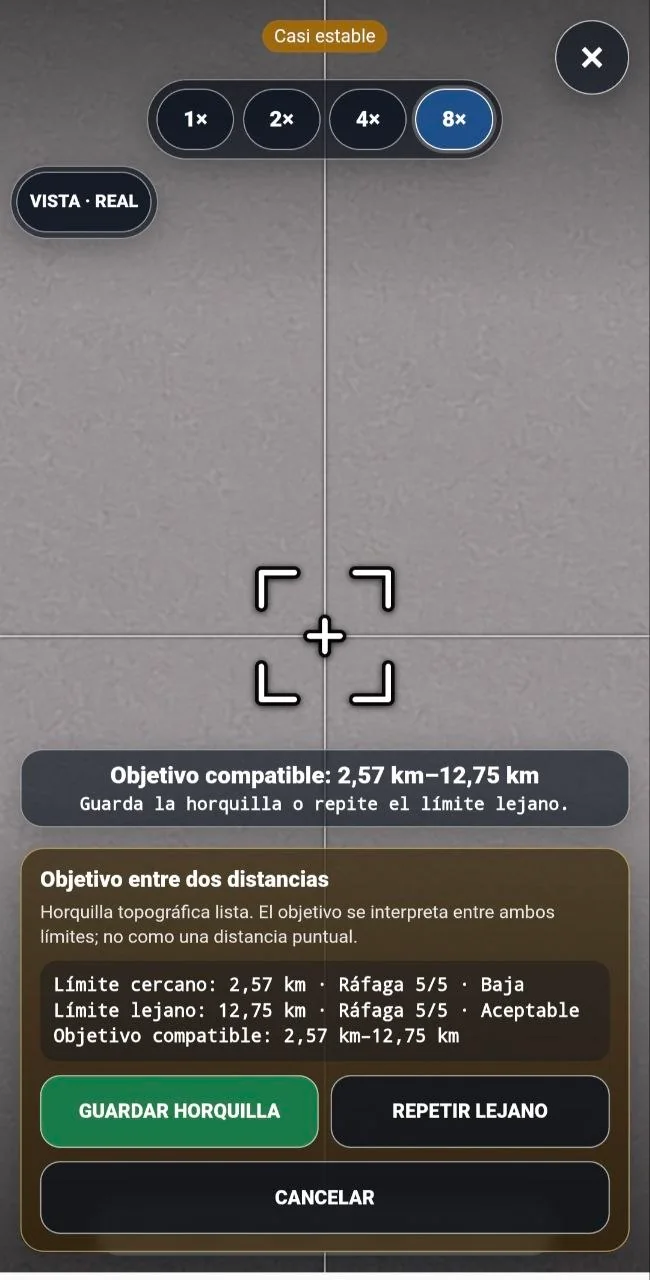 Resultado final de una horquilla en Acotar distancia